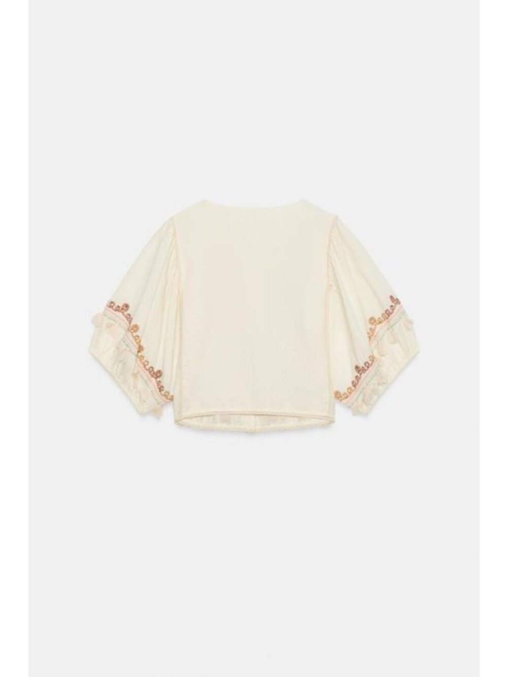 ZARA EMBROIDERED FRINGE BLOUSE - Picture 8 of 9